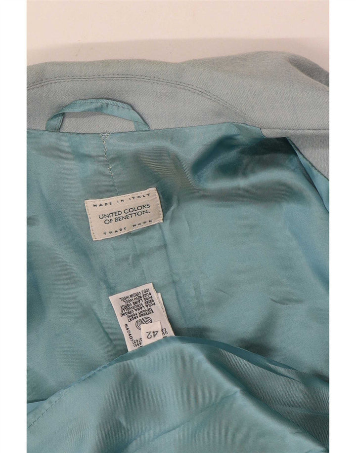 Женский пиджак Benetton на 2 пуговицах IT 42, средний синий, шерсть