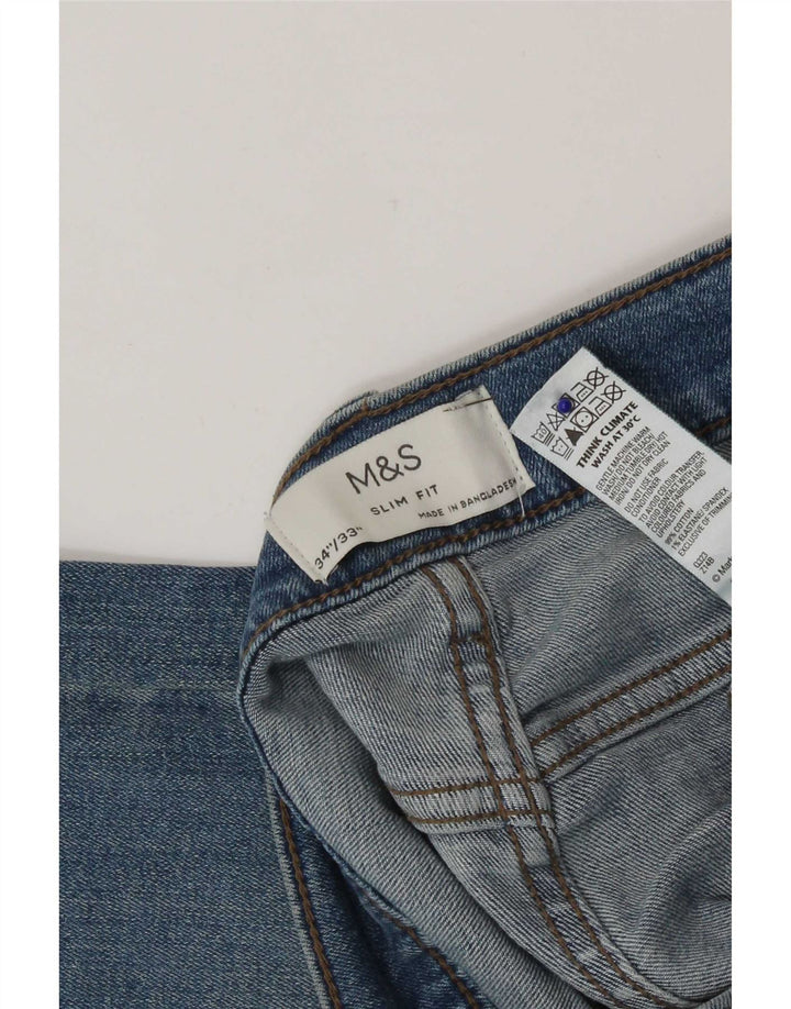 Мужские узкие джинсы Marks & Spencer W34 L33 синие, хлопок