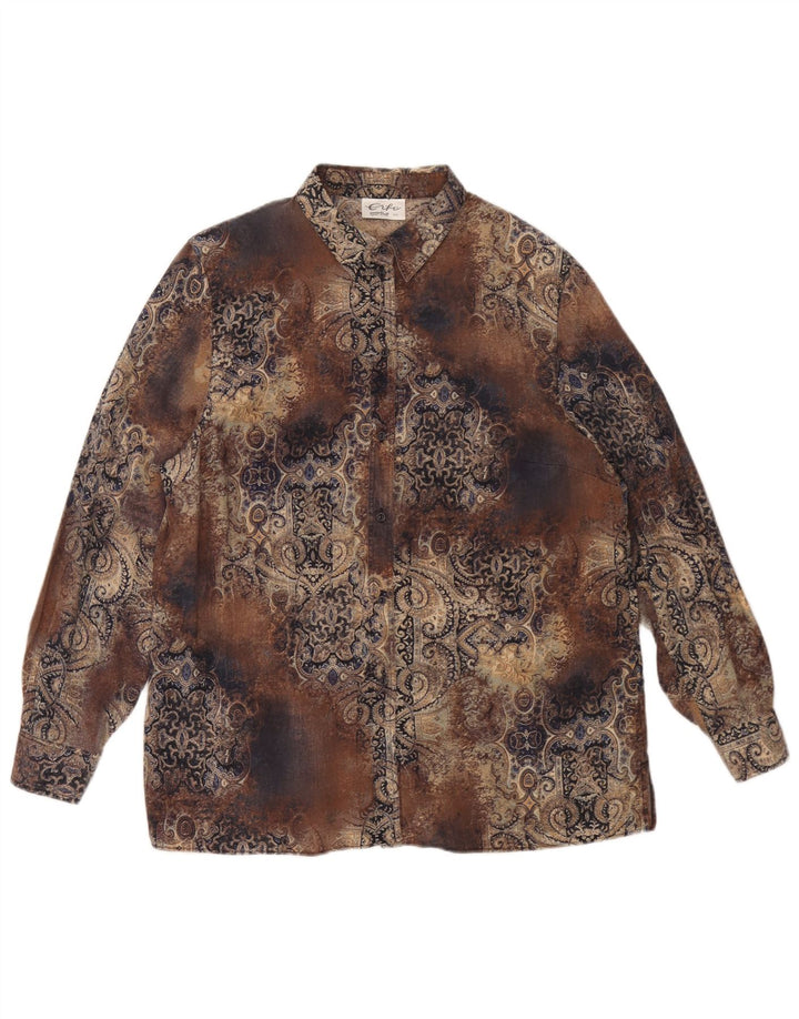 Винтажная женская рубашка оверсайз IT 44 Medium Brown Paisley Tencel