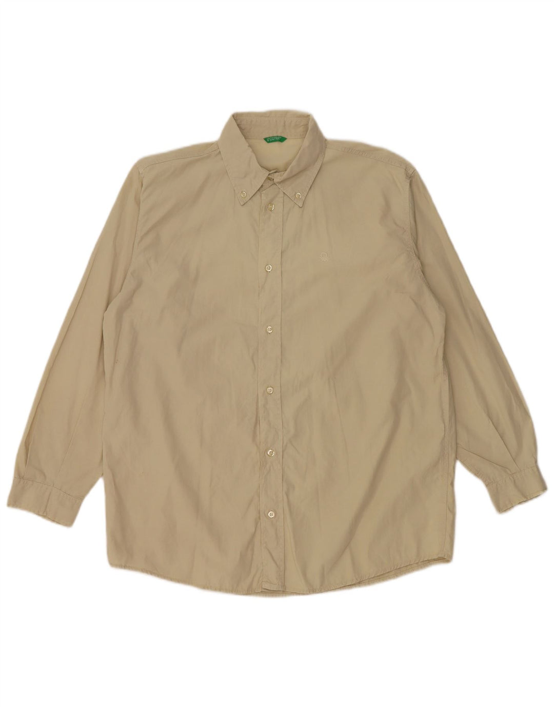 BENETTON Mens Shirt XL Beige Cotton