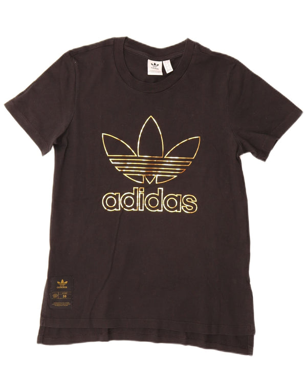 Женская футболка с рисунком Adidas Top UK 10, маленькая, черный хлопок