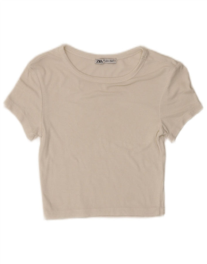Женская укороченная футболка Zara UK 8, маленькая белая