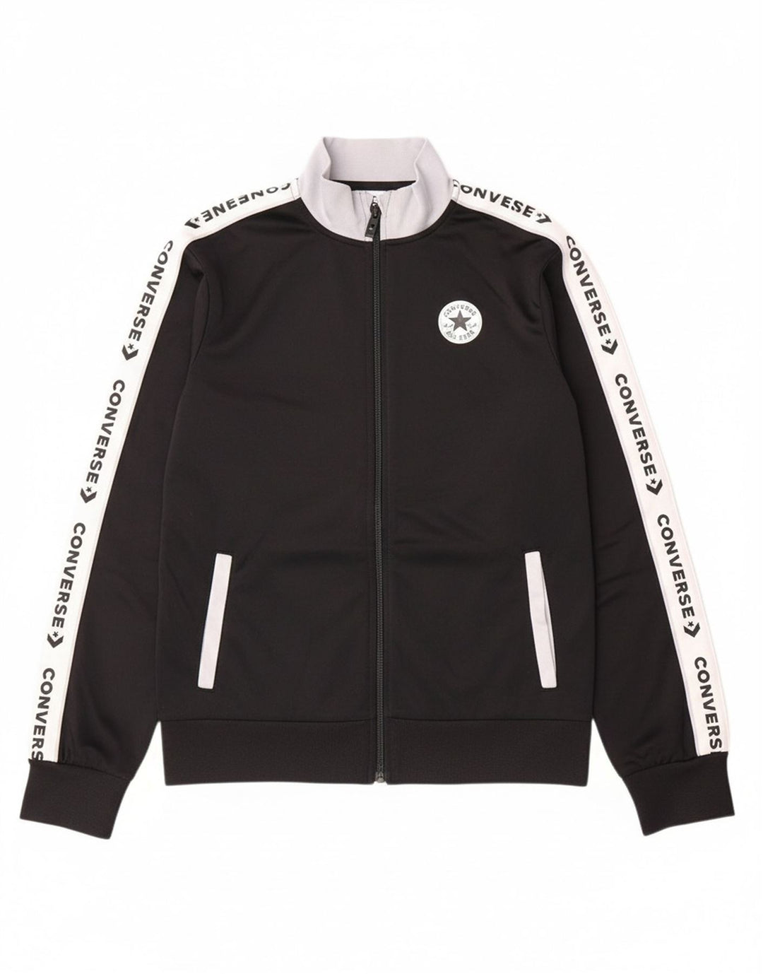 CONVERSE Boys Tracksuit Top Jacket 12-13 Years Large Black Colourblock