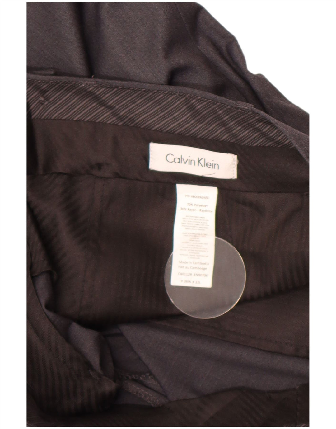 Мужские прямые костюмные брюки Calvin Klein W36 L32, серый полиэстер