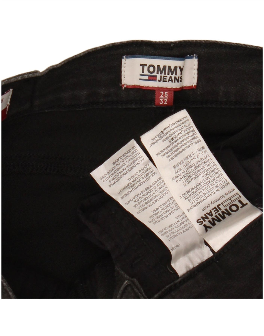 TOMMY HILFIGER Женские джинсы скинни со средней посадкой W25 L32, черный хлопок
