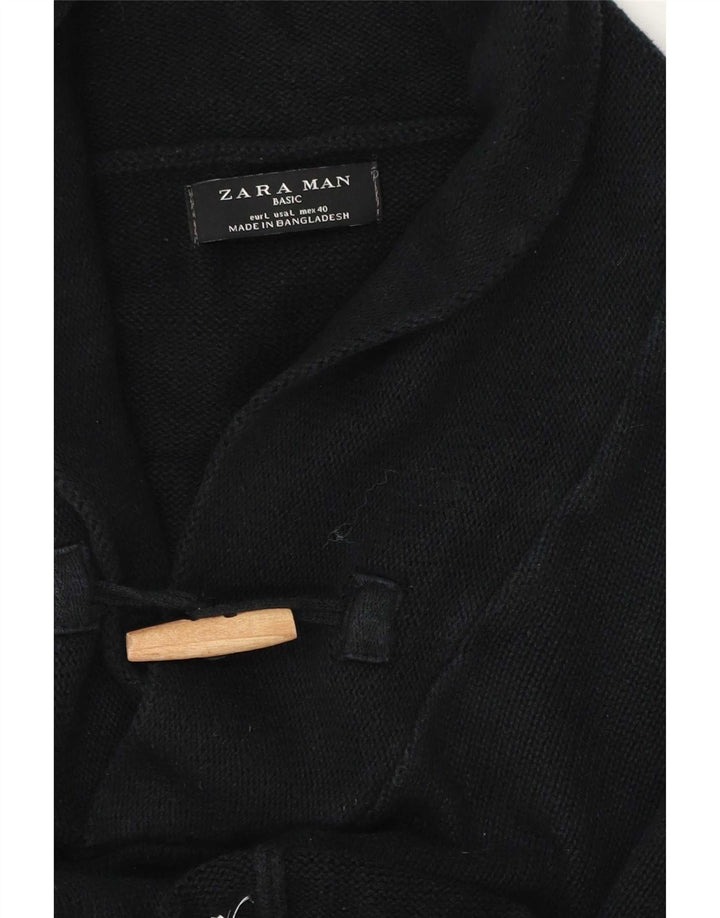 Мужской джемпер с отложным воротником Zara, большой черный хлопковый свитер