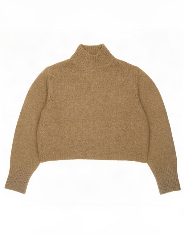 Женский укороченный джемпер с высоким воротником Zara UK 18 XL, коричневый акрил
