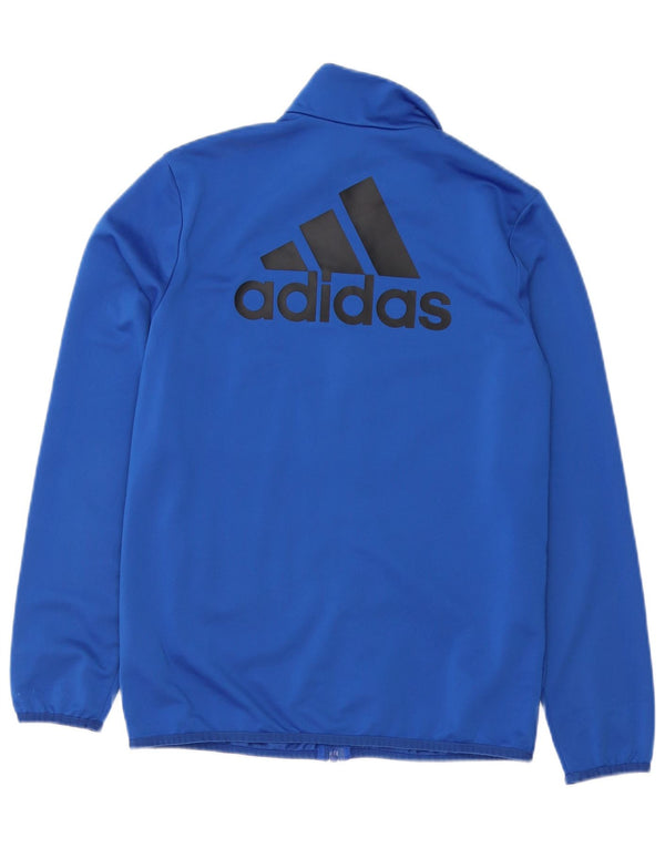 Adidas Boys Graphic Tracksuit Top Jacket 13-14 Years Blue Polyester