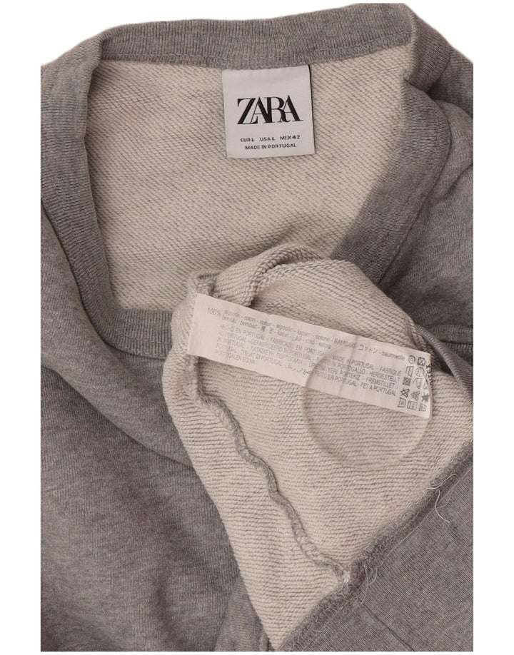 Мужской свитер Zara, большой серый хлопковый джемпер