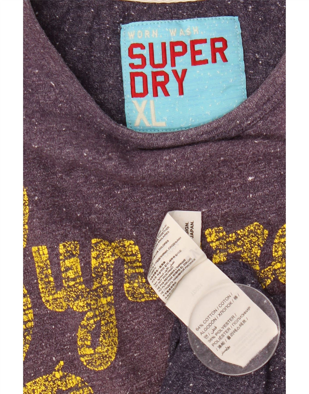 SUPERDRY Женская футболка с рисунком Riders Top UK 18 XL Фиолетовый хлопок с крапинками
