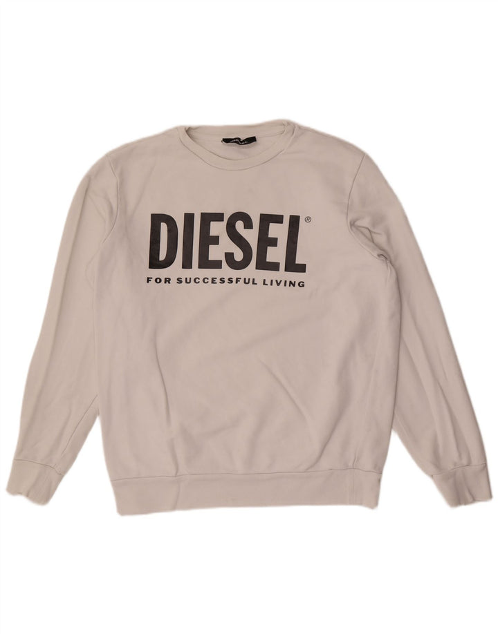 Мужской свитшот с рисунком Diesel, большой белый хлопковый джемпер