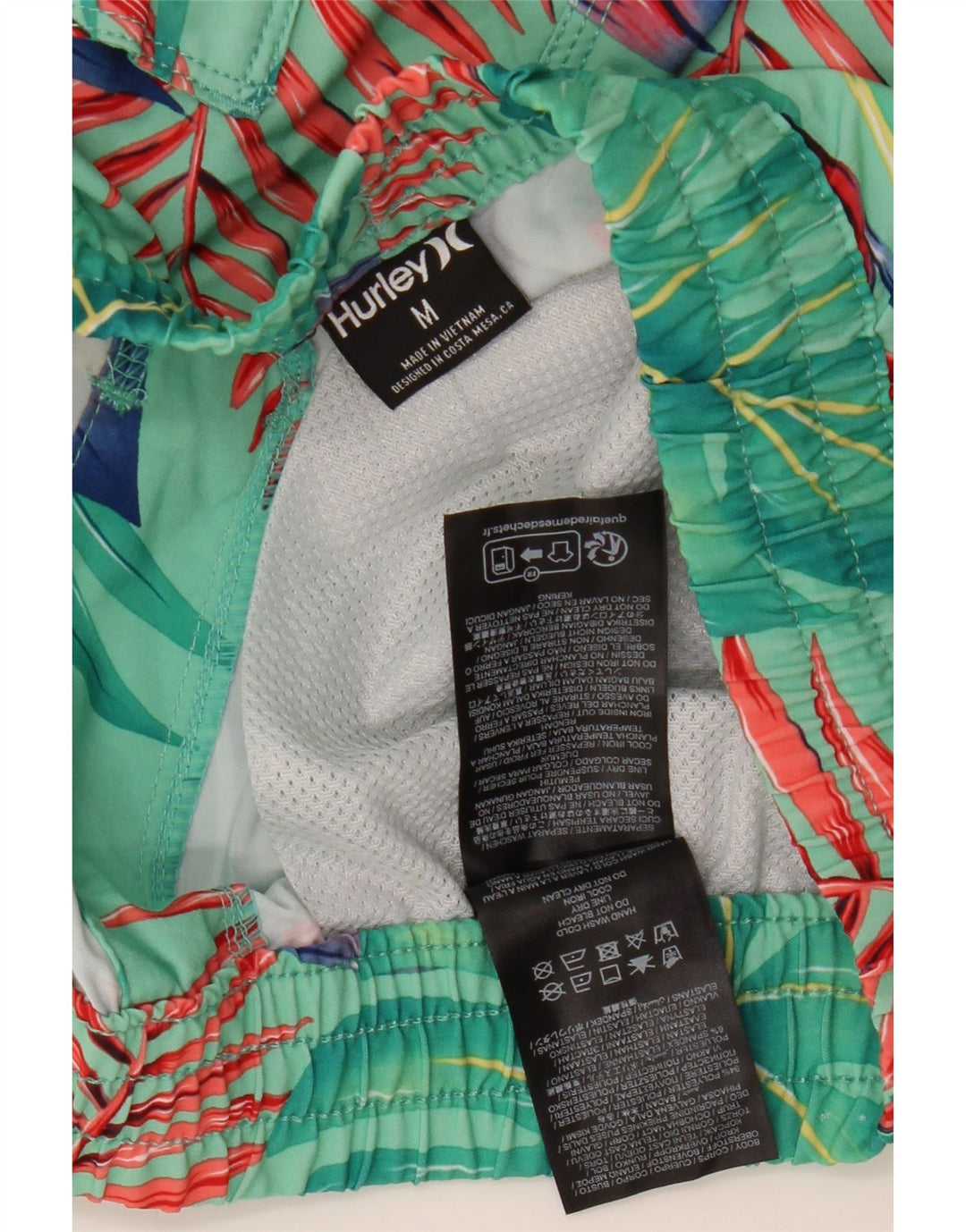 HURLEY Мужские шорты для плавания, полиэстер, средний зеленый цвет с цветочным принтом