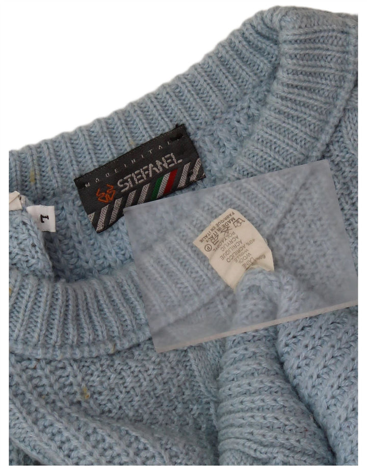 Женский свободный джемпер с круглым вырезом STEFANEL, Великобритания 16, большой синий, шерсть