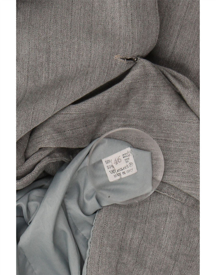 VINTAGE Womens Double Breasted Blazer Jacket IT 46 Large Grey Wool