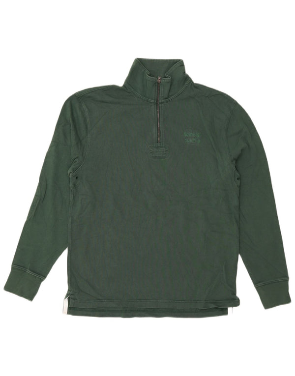 Мужской свитшот с воротником на молнии J. Crew, маленький зеленый хлопковый джемпер
