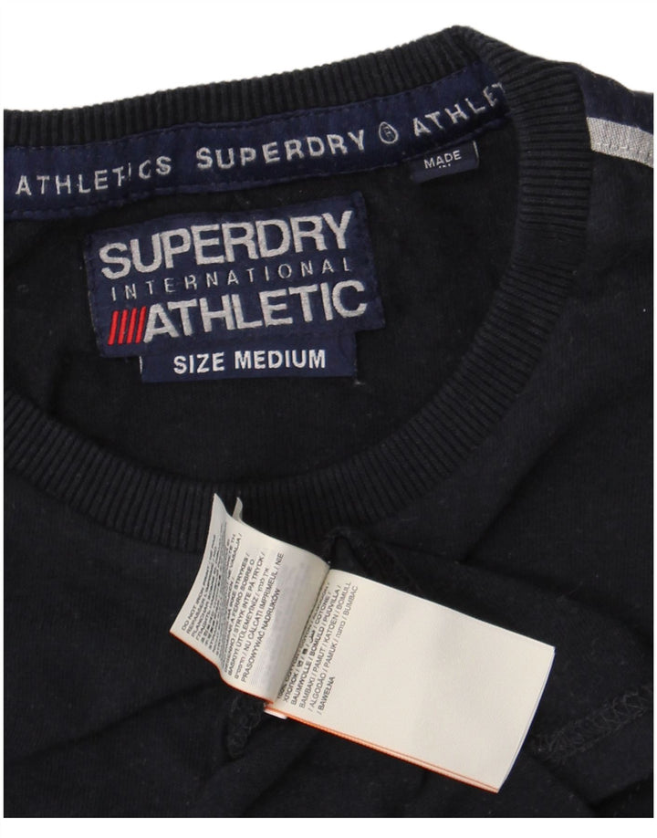 Мужской топ с рисунком Superdry, средний темно-синий хлопок с длинными рукавами