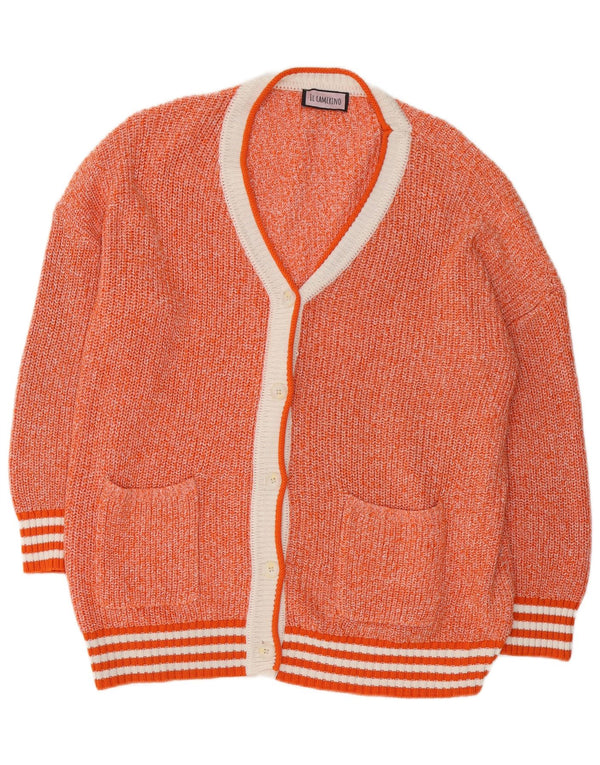 Vintage Womens Cardigan Sweater UK 20 2XL Orange Flecked Acrylic