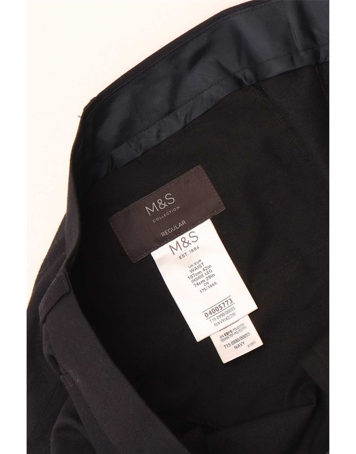 Мужские классические прямые брюки Marks & Spencer W42 L29 темно-синие