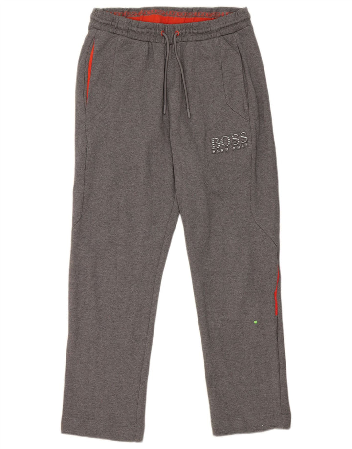 Hugo Boss Мужские спортивные брюки с графическим рисунком Средне-серые хлопковые брюки