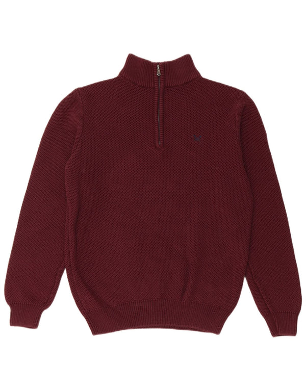Crew Clothing Mens Zip Neck Jumper Sweater Medium Burgundy Cotton
