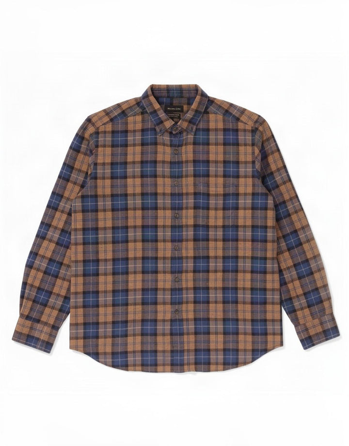 Мужская фланелевая рубашка Massimo Dutti 2XL коричневая клетка