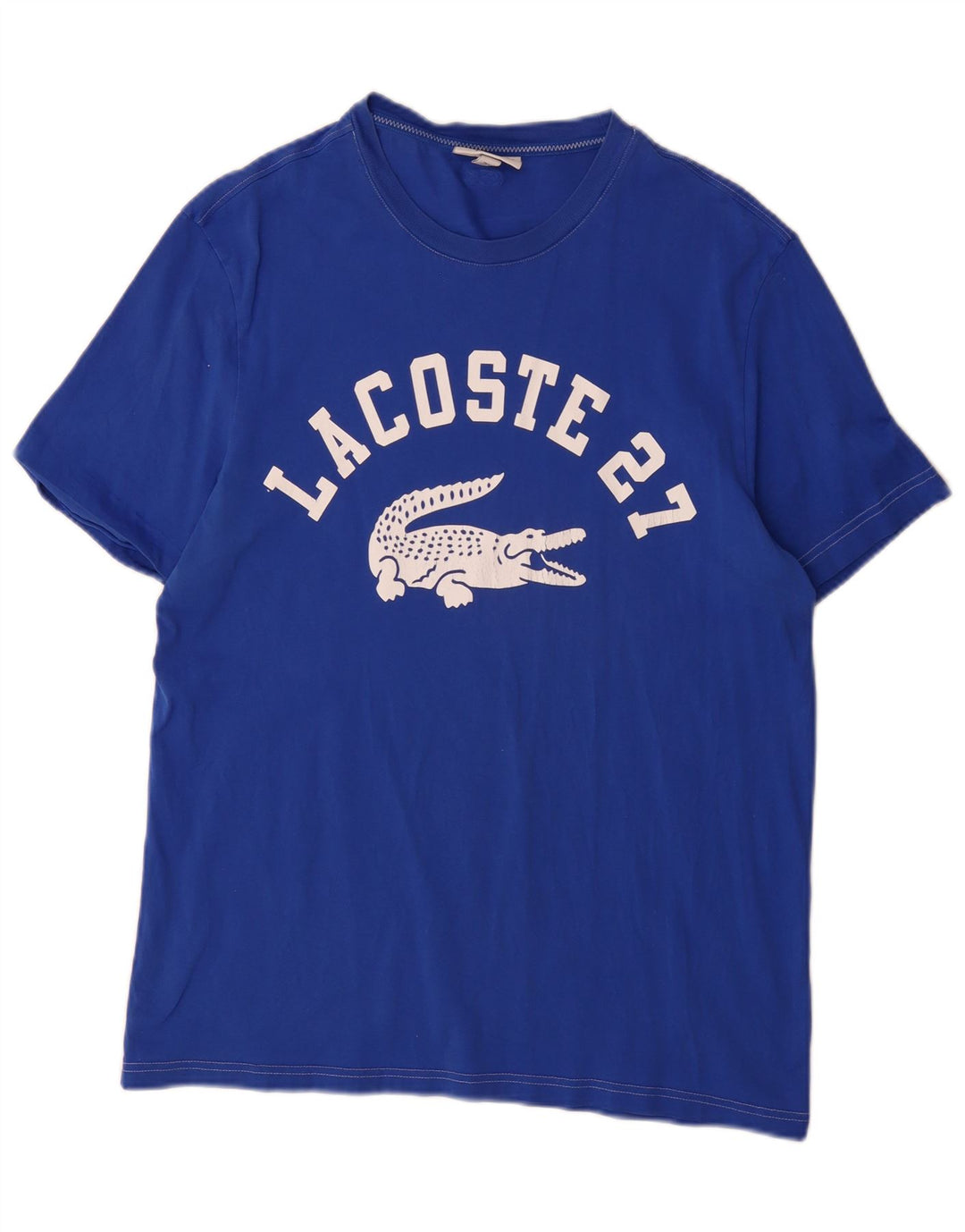 Lacoste Мужская футболка обычного кроя с рисунком, размер 5, большой синий хлопок