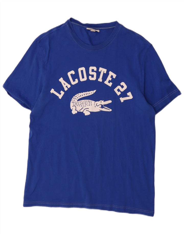 Lacoste Мужская футболка обычного кроя с рисунком, размер 5, большой синий хлопок