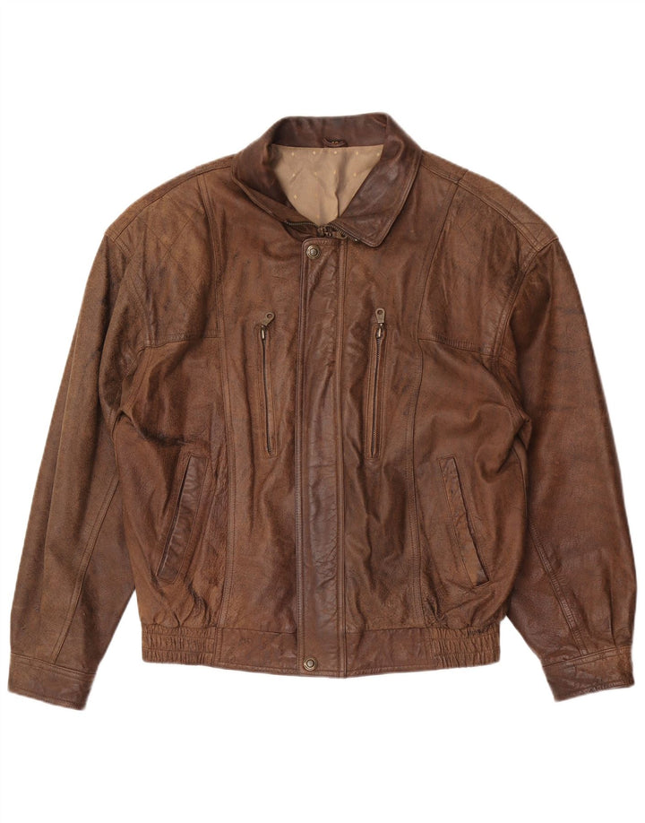 Винтажная мужская кожаная куртка IT 48 Medium Brown Leather