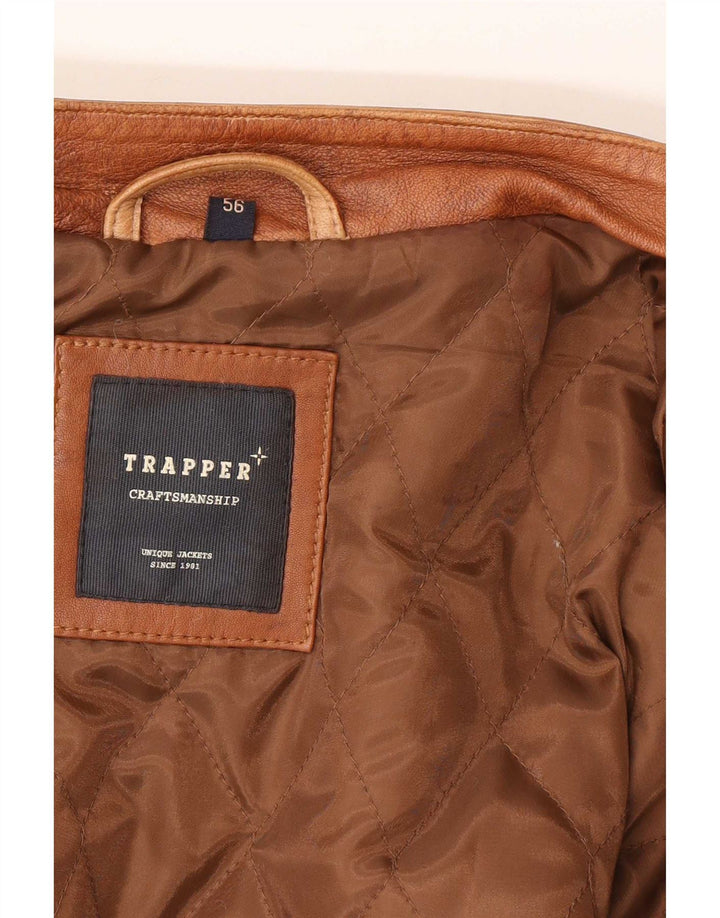 Мужская кожаная куртка Trapper IT 56 3XL Коричневая кожаная