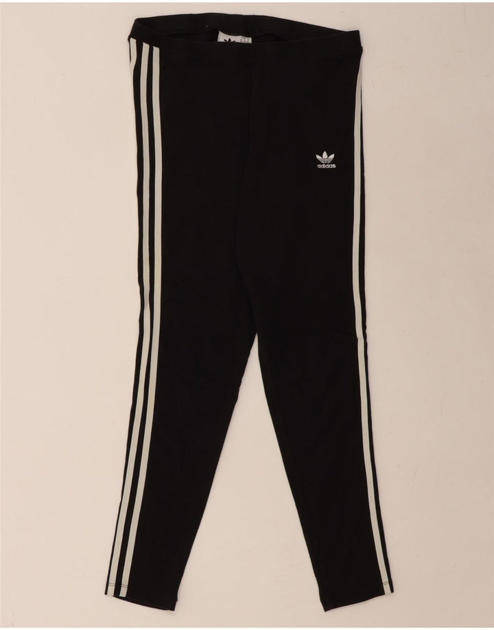 ADIDAS Womens Leggings UK 14 Large  Black Cotton