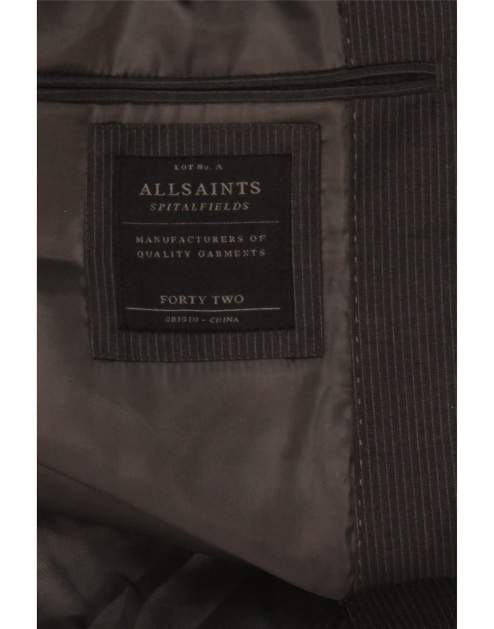 Мужской пиджак All Saints с 2 пуговицами, Великобритания, 42 XL, серый в тонкую полоску