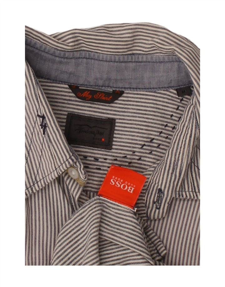 HUGO BOSS Mens Shirt Medium Grey Pinstripe Vintage Hugo Boss and Second-Hand Hugo Boss from Messina Hembry 