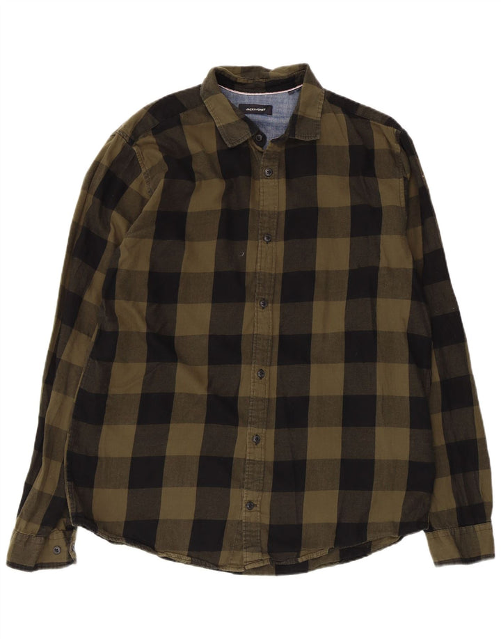 Мужская фланелевая рубашка Jack & Jones XL, цвет хаки, хлопок в клетку