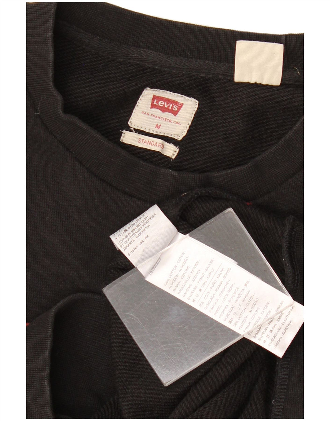 Мужской свитшот с рисунком Levi's, хлопковый джемпер среднего размера, черный