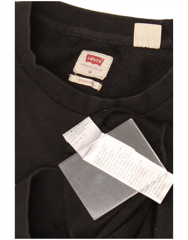 Мужской свитшот с рисунком Levi's, хлопковый джемпер среднего размера, черный