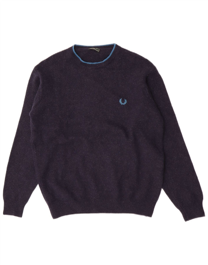 Джемпер с круглым вырезом Fred Perry для мальчиков 13–14 лет, темно-синий, шерсть