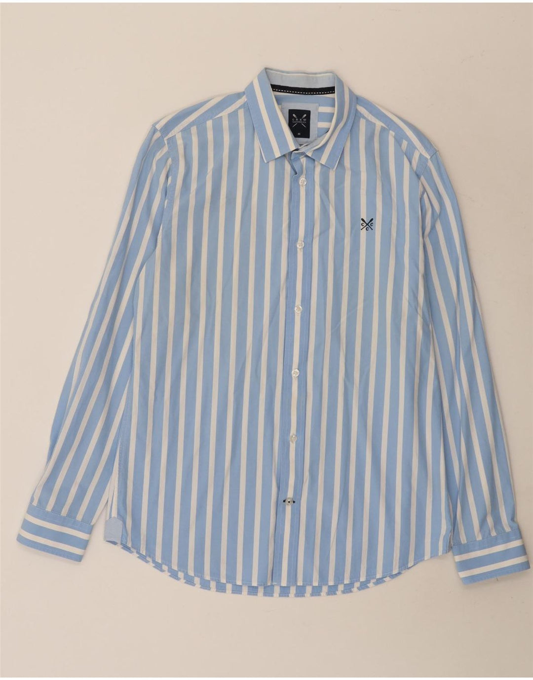 Crew Clothing Мужская рубашка из хлопка средней синей полоски