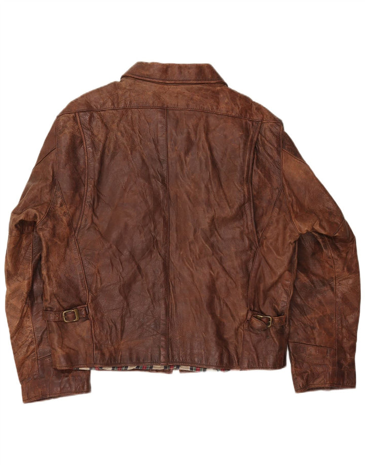 Женская кожаная куртка оверсайз Americanino UK 16, большая коричневая кожа