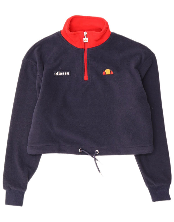 Женский укороченный флисовый джемпер Ellesse UK 4 XS темно-синий с цветными блоками