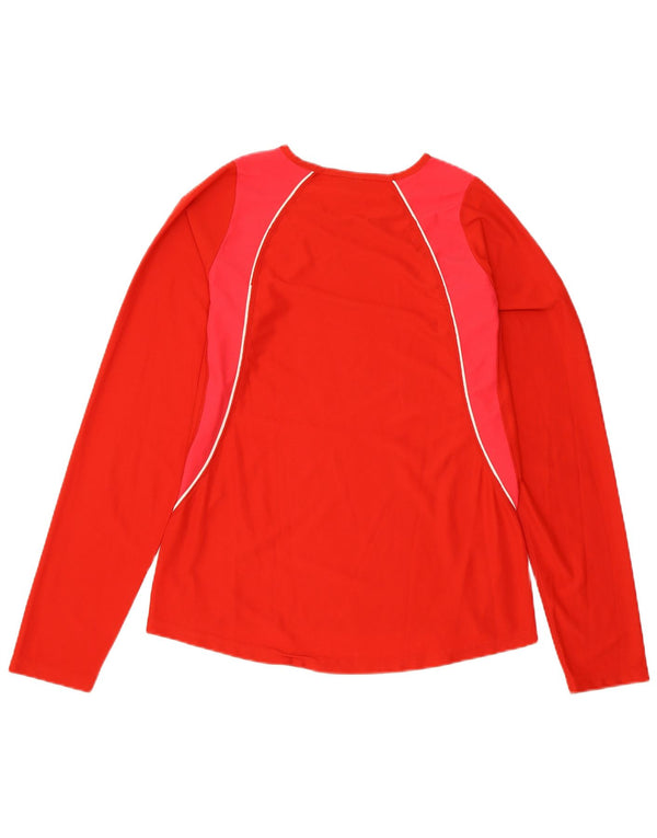 Женский топ ASICS с длинным рукавом UK 10, маленький красный, полиэстер с цветными блоками