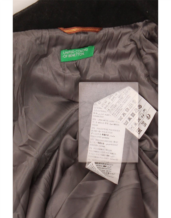 Женское пальто оверсайз Benetton UK 10 маленькое, черное, шерстяное