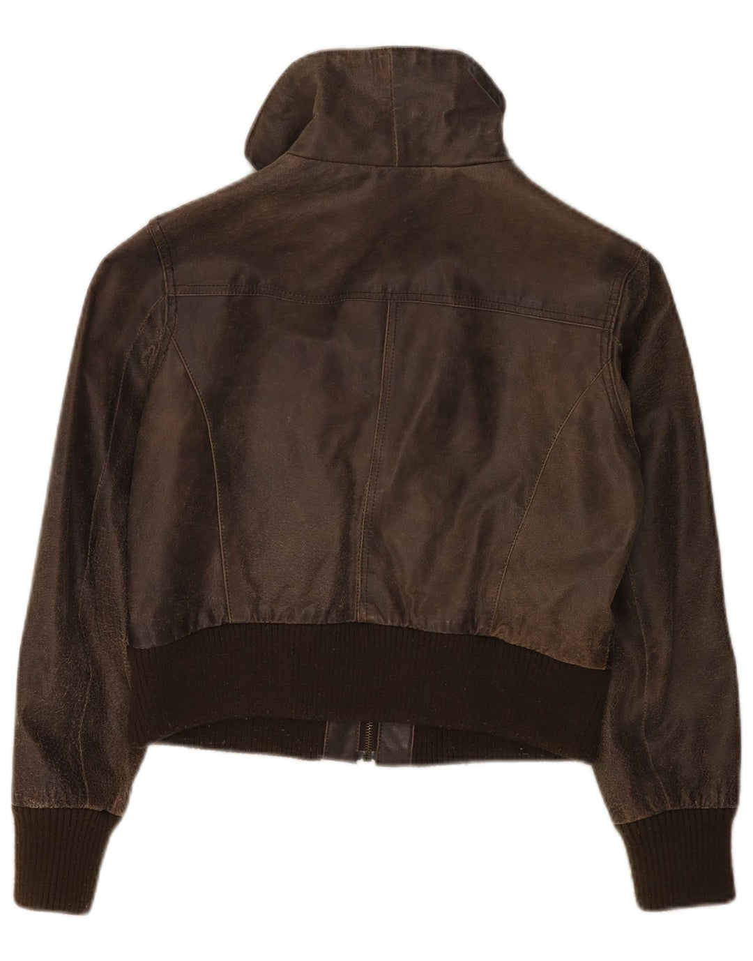 Женская укороченная кожаная куртка BAY UK 16, большая коричневая кожа