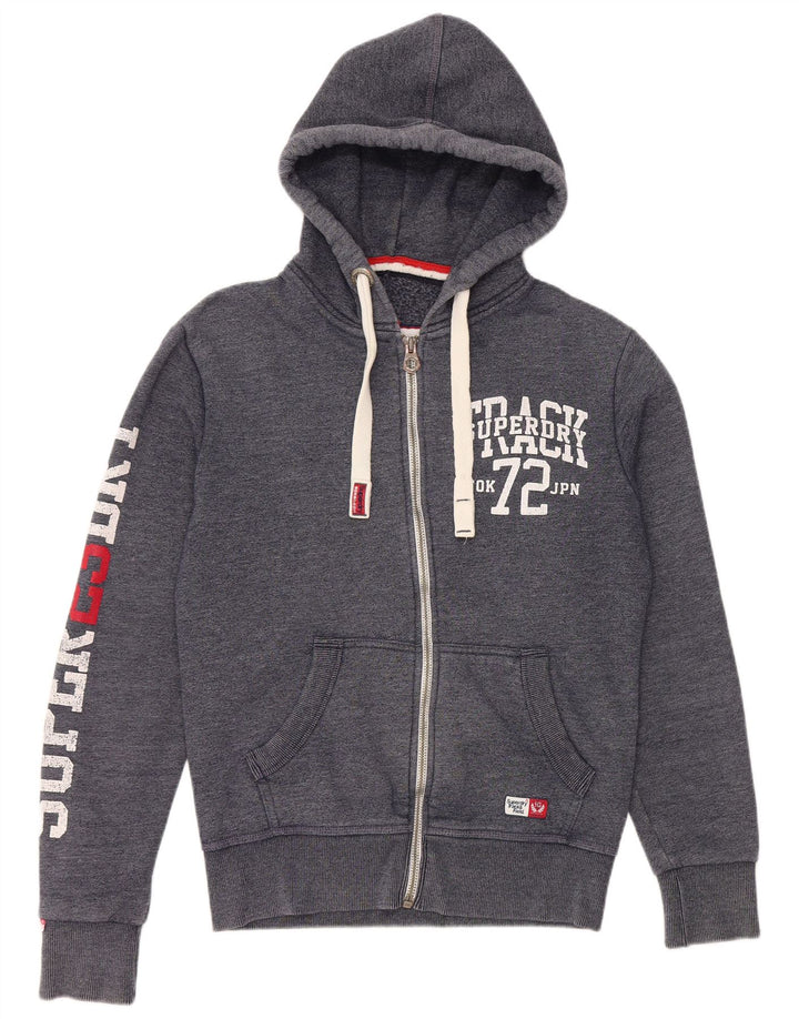 SUPERDRY Мужской свитер с капюшоном и молнией с графическим рисунком, маленький темно-синий, хлопковый