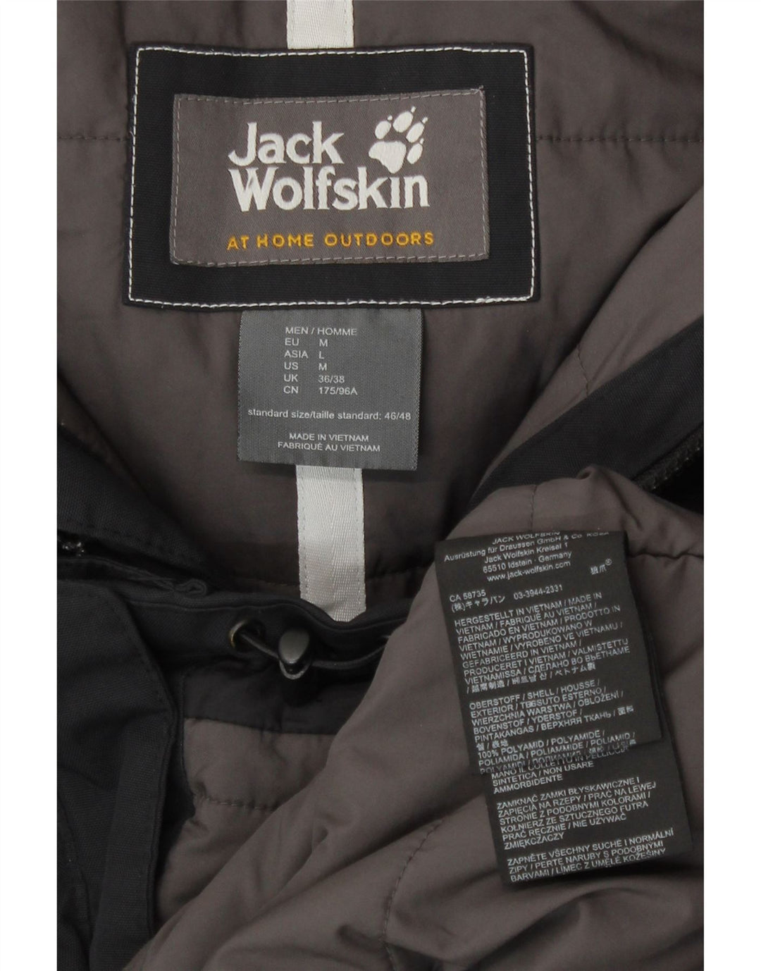 Мужская ветровка с капюшоном Jack Wolfskin UK 36/38, средний черный полиамид