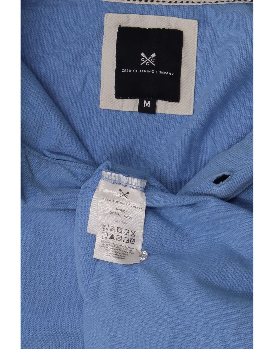 Crew Clothing Мужская рубашка-поло из хлопка средней синей полоски