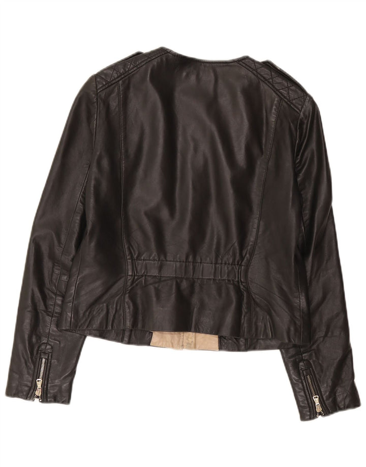 Женская кожаная куртка Massimo Dutti UK 14, большая черная кожа