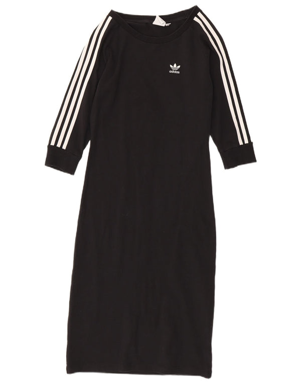 Женское платье-футболка с рукавом 3/4 Adidas UK 12, средний черный хлопок