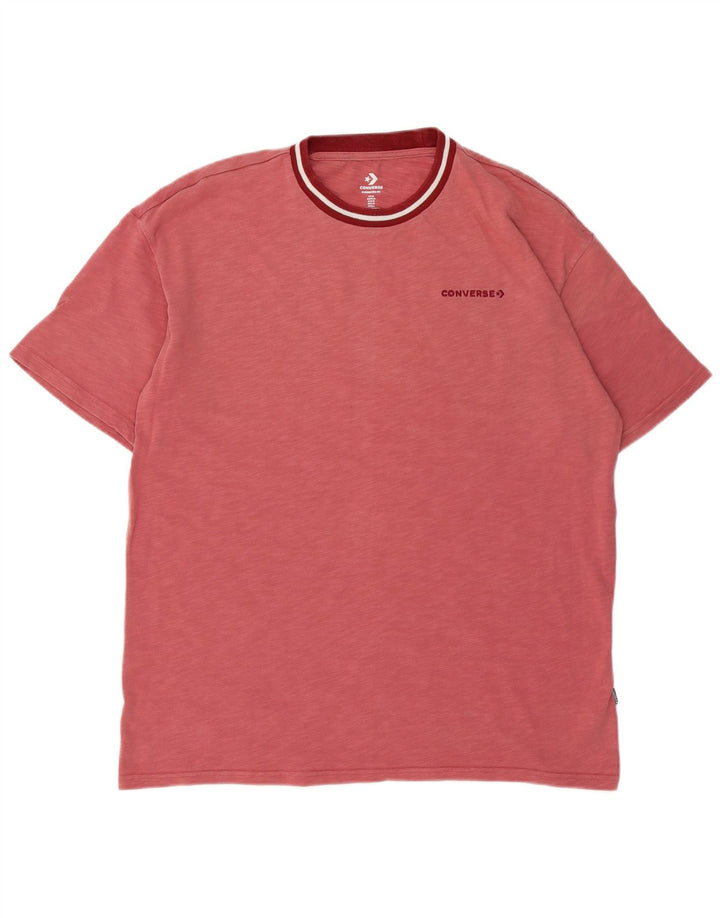 Мужская футболка оверсайз с рисунком Converse Top среднего бордового цвета, хлопок с крапинками