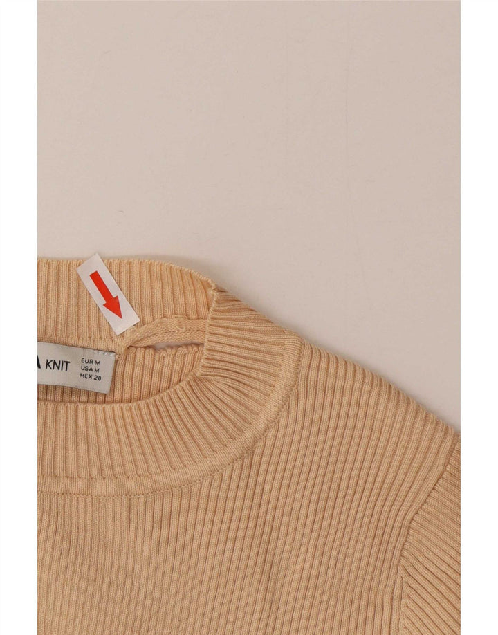 Женский укороченный топ Zara с рукавом 3/4 UK 12, средний бежевый