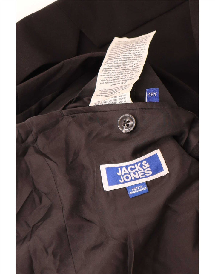 Блейзер на двух пуговицах Jack & Jones для мальчиков 15–16 лет, черный полиэстер